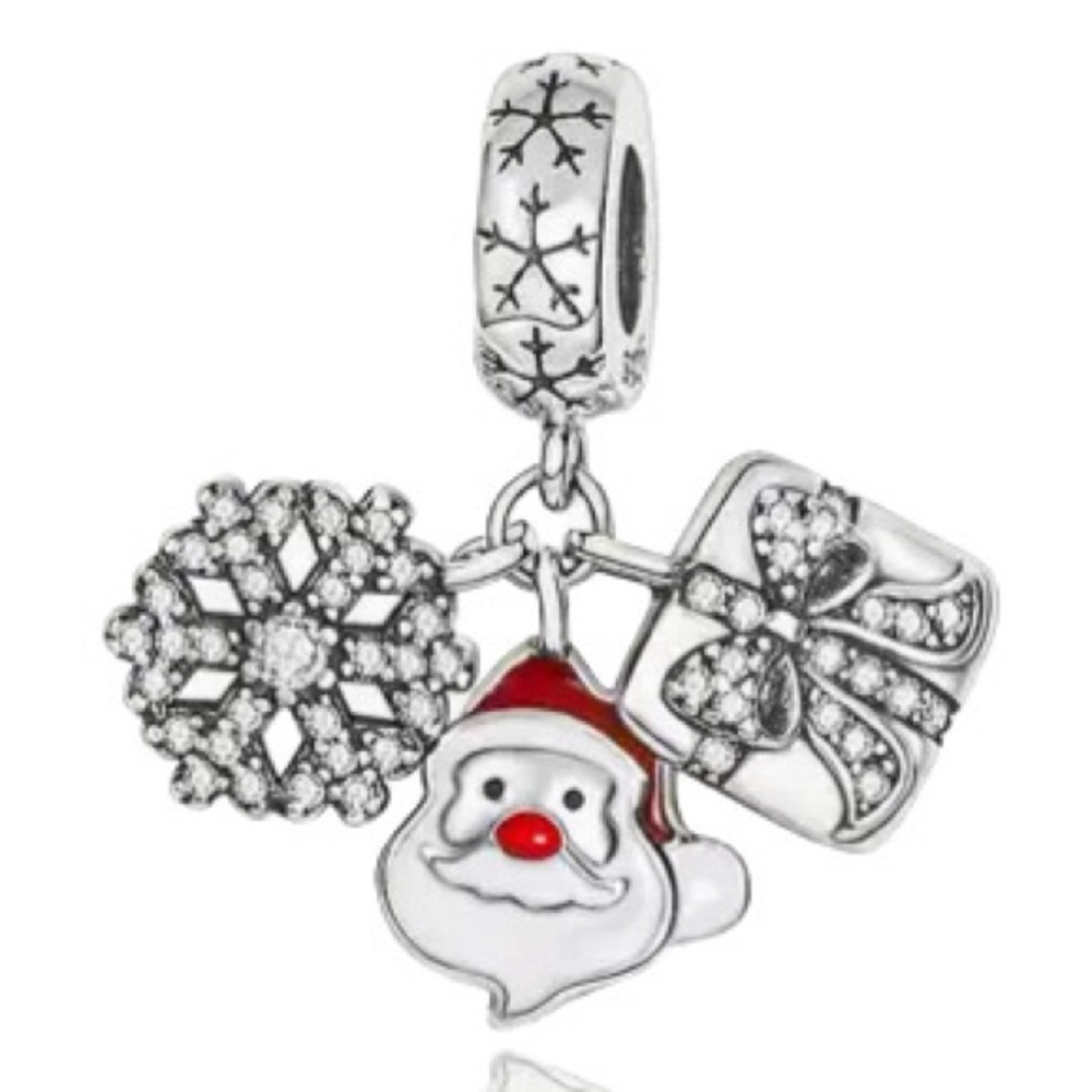 S925 Dazzling Santa Snowflake Christmas Charm Pandora Style